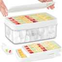 Ice Cube Tray with Lid and Bin, Ice Cube Trays for Freezer with 2 Trays, Easy Release Stackable Square Ice Cube Mold, Ice Tray with Storage Container for Drinks, Whiskey, Coffee, 54 Pcs, White
