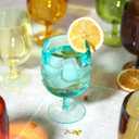 8.5 oz Plastic Stem Wine Glasses, Colored Stackable Acrylic Goblets, Reusable Drinking Cup for Kids, BPA-Free, Dishwasher Safe Tumblers for party (Set of 8, Gift Box)