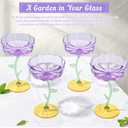 HKSZEH 24 Pcs Purple Plastic Ribbed Coupe Glasses Detachable 7oz Flower Cocktail Glasses Modern Wavy Plastic Cocktail Coupes Disposable Martini Glasses Mimosa Glassware champagne goblets (24, Purple)