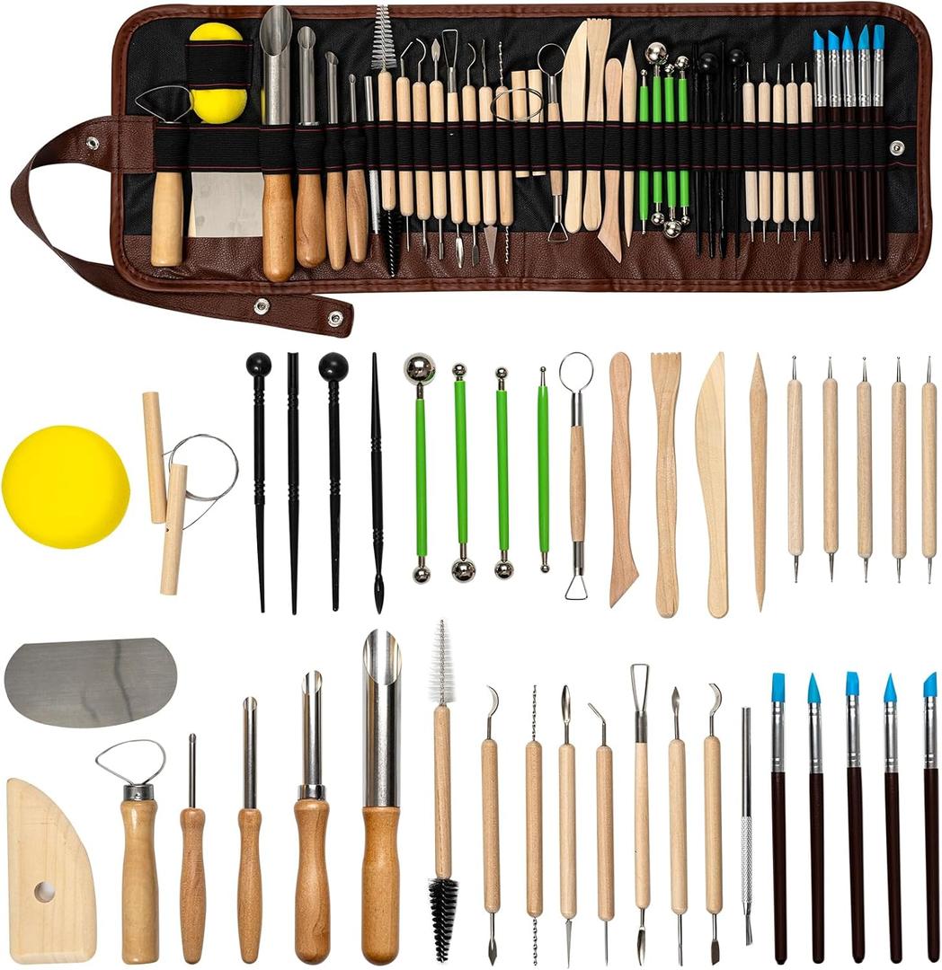 42 PCS Clay Tool, Clay Sculpting Tools Kit, Pottery Tools Can be Used for Stippling, Carving, Molding, and Shaping Clay Crafts, for Beginners, Hobbyists, Artists