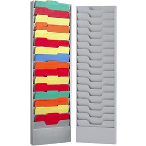 16-Slot Wall Mount File Organizer, Metal Document Rack, Durable & Versatile Hanging Wall Organizer for Office & Home - Graywhite