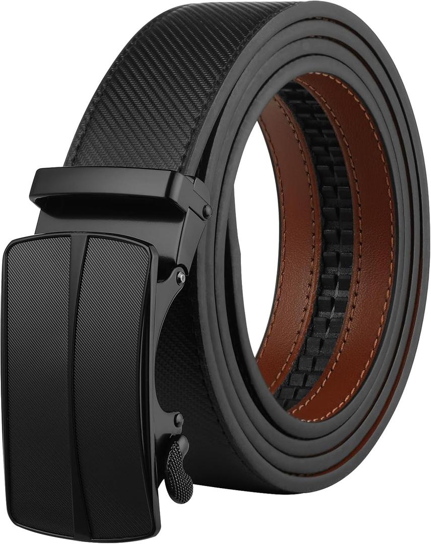 Lavemi Men's Real Leather Ratchet Dress Casual Belt, Cut to Exact Fit,Elegant Gift Box (Brown)