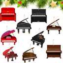 Pinkunn 36 Pieces Christmas Ornaments Grand Piano Black Decoration Musical Music Instrument Ornament Brown Upright Piano Hanging Decorations for Christmas Tree(Wooden Style)