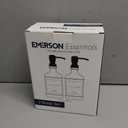 Emerson Essentials Glass Soap Dispenser Set  16 oz 2-Pack  Refillable Dish & Hand Soap Dispensers for Kitchen or Bathroom  Stainless Steel Pump & Waterproof Labels Included (White | Black)