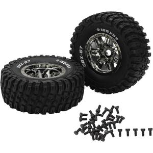 RC Rubber Tire Set, 2pcs/Set RC Wheels and Tires, 165mm/6.5in Diameter Wheel Tire for ZD Racing 1/7 ?07 Car Upgrade Part Car Tires Accessories(Titanium)