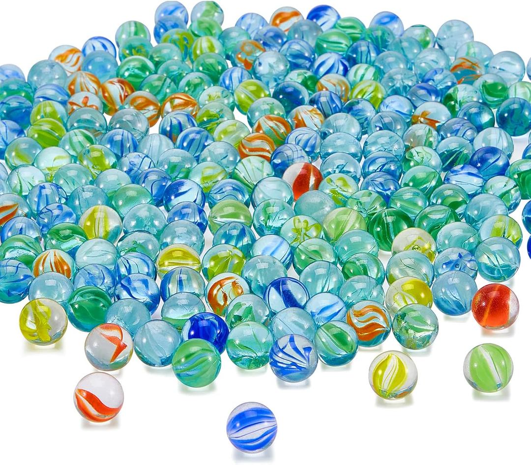 Sotiff 1000 Pieces Marbles Bulk Cats Eyes Glass Marbles Color Mixing 0.55 Inch Solid Round Glass Marble for Kids Slingshot DIY Home Decoration Chinese Checkers Game(Classic)