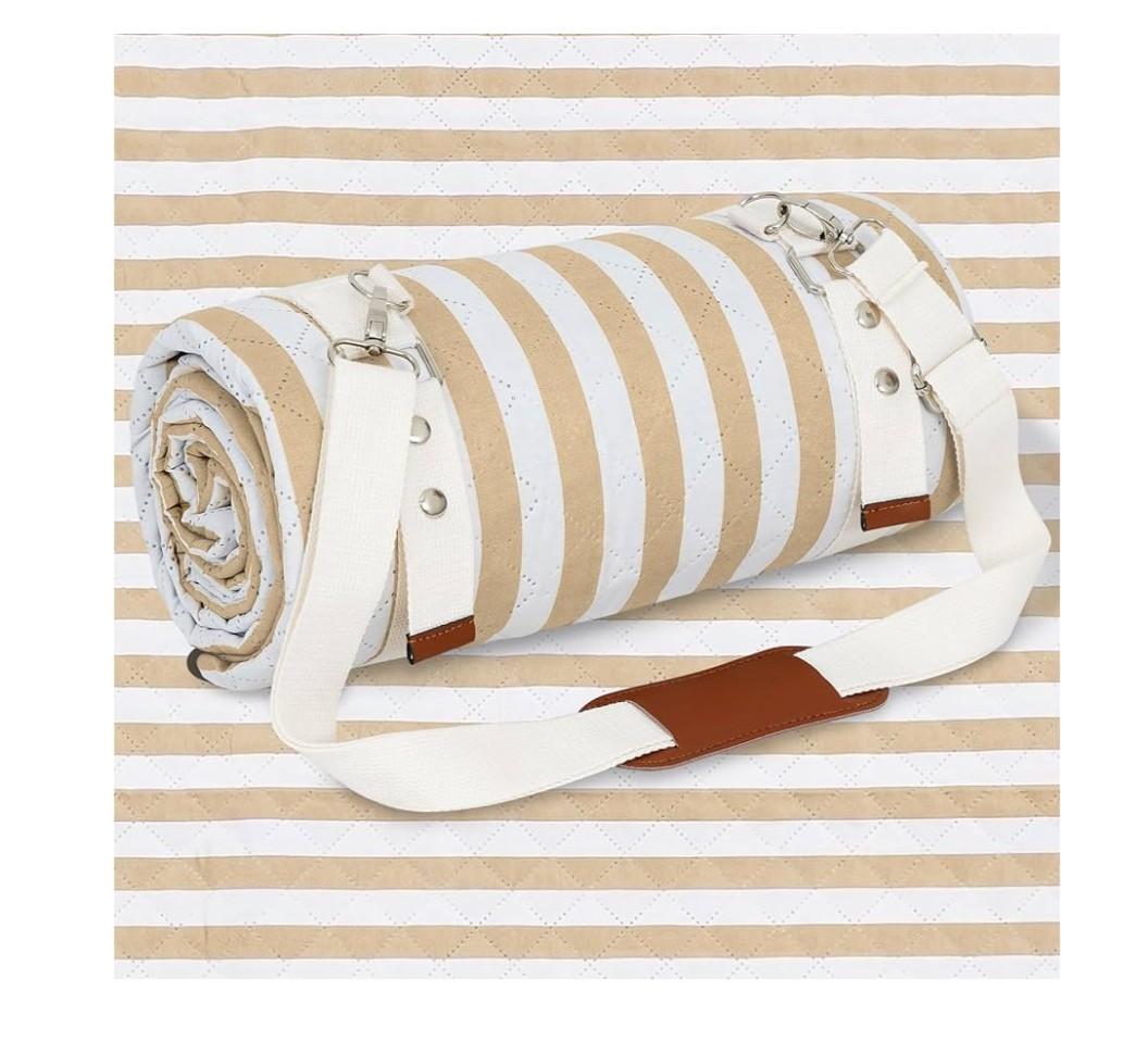 Waterproof Picnic Blanket, 79"x79" Extra Large Beach Mat for 6 to 8 Adults, Machine Washable Outdoor Blanket for Camping, Grass, Park, Camping, Concerts, Middle Sand