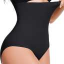 Tummy Control Shapewear Panties for Women High Waisted Shapewear Underwear Panty Girdle Seamless Body Shaper Briefs (Medium-Large, Black)