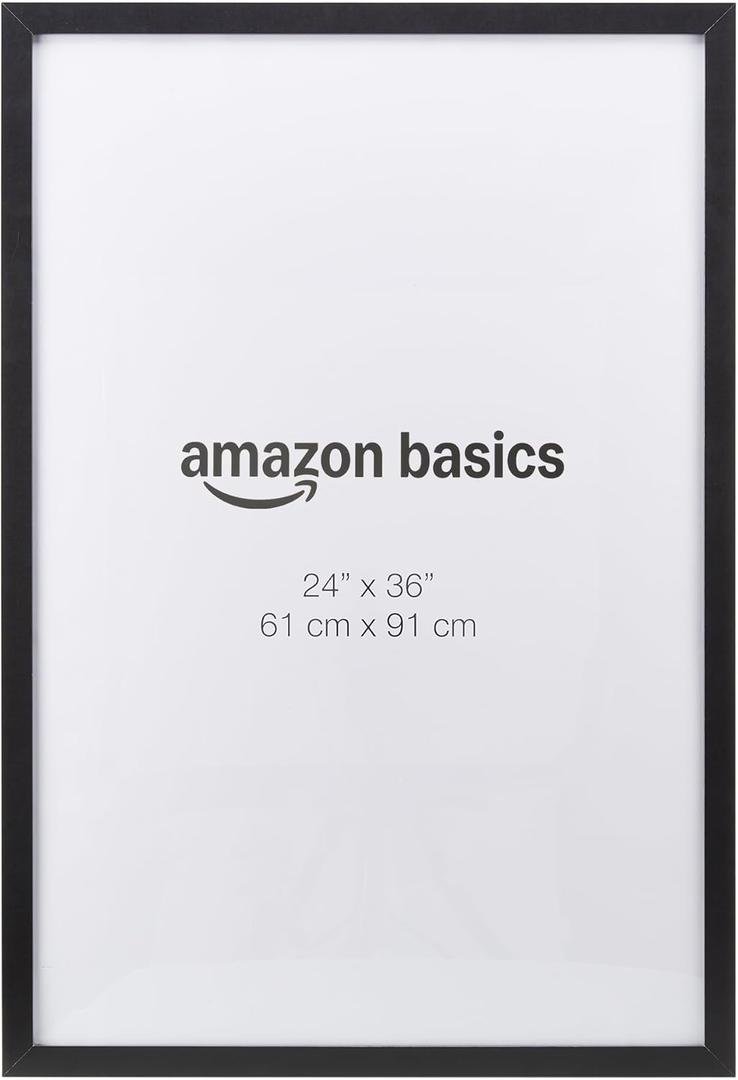 Amazon Basics Rectangular Wood Poster Frame, 24" x 36", Black