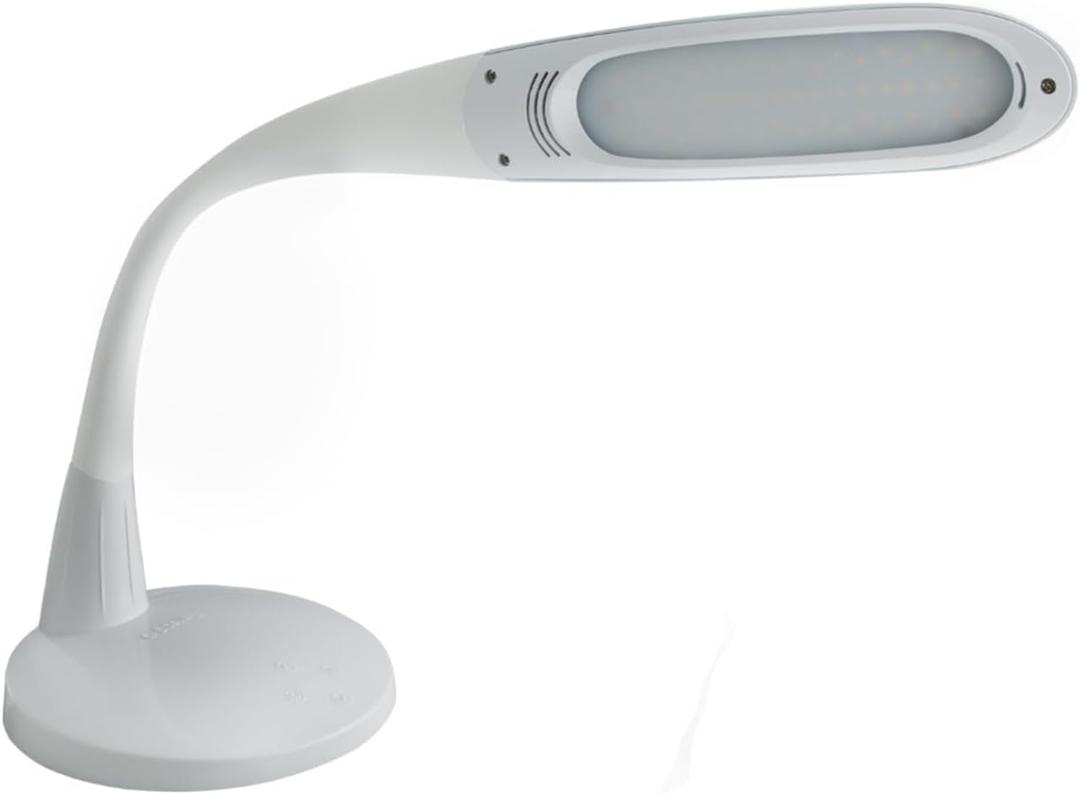 Stella Two Task Lamp, Adjustable Desk Lamp, Dimmable LED Light with Custom Color Temperature for Desk, Home Office, Bedroom, or Living Room, Modern Design for Work, Study, and Reading Needs (12W) (White)