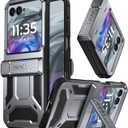 Poetic Spartan Case for Motorola Moto Razr 2024,[Kickstand][Hinge Protection][20FT Mil-Grade Drop Tested], Full-Body Rugged Shockproof Protective Cover with Kickstand, Metallic Gun Metal