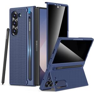 Maxdara for Samsung Z Fold 6 Case, with S Pen Slot & Privacy Tempered Glass Screen Protector & Hidden Kickstand, Support Wireless Charging Phone Cover for Galaxy Z Fold 6 5G, Blue (Privacy Screen)