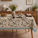 Horaldaily Spring Tablecloth 60x140 Inch Rectangular, Vintage Boho Style Rose Peony Butterflies Birds Floral Green Washable Seasonal 250GSM Table Cover for Party Picnic Dinner Decor
