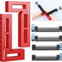 Preciva Corner Clamps for Woodworking, 90 Degree Positioning Squares with 4 C-Clamps, High-Strength Aluminum Alloy for Perfect Right Angle on Cabinets, Frames, Drawers (red-1)