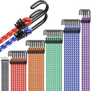 Bungee Cords Heavy Duty Outdoor: 40-Piece Premium Rubber Bungee Cords with Hooks in a Storage Jar Includes 10", 18", 24", 30", 36", 48" Bungee Cord for Camping, Tent, Fastening Items