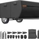 uxcell Waterproof Camper Trailer Cover for 12'-14' RVs | Anti-UV All-Weather Protection with 5 Reinforced Straps & Ventilation Vents Black
