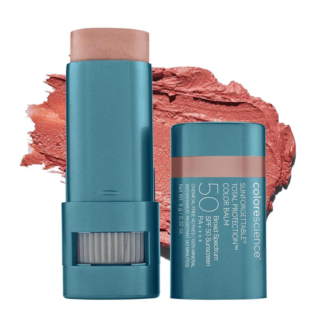 Colorescience Sunforgettable Total Protection Color Balm SPF 50, Mineral, Broad Spectrum, Buildable Lip & Cheek Color (Blush)