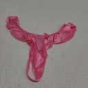 OYOANGLE Women's Silk Stain Ruffle Trim Thong Panties Low Rise No Show Underwear