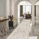 Hallway Washable Runner Rug - 4' x 10', Kitchen Rugs Entryway Rug Runner Vintage Soft Floor Mat Non Slip Indoor Farmhouse Carpet for Bathroom Living Room Bedroom (4' x 10' Beige)