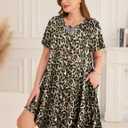 MONNURO Plus Size Nightgown for Women Ruffle Seams Sleeping Shirt Dress with Pockets Sleepwear House Dress Loungewear (XL)