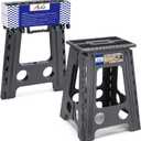 ACKO Folding Step Stool Foldable 17.5 Inch Stools for Adults and Kids,Plastic Stools Tall 400 lbs Capacity, Collapsible Stool for Kitchen, Stepping Foot Stool with Handle, Dot Grey,1 PC