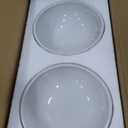 vancasso Elevated Cat Bowls 2-Pack, Ceramic Raised Cat Food and Water Dishes with 5.1" Height & 6.2" Wide Opening - Anti Vomit, Whisker Fatigue Relief for Senior Cats, and Small Dogs (White)