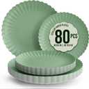 Trendables Scalloped Paper Plates 8.5 Inch & 10.5 Inch 80 Pcs Dinner Plate Set Fancy Disposable Plates for Party for 40 Guests 40 X 8 & 40 X 10 Large & Small Paper Plate Set for Parties Matcha