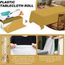 54IN X 320FT Plastic Table Cover Roll with Cutter Box, Cut to Size Plastic Table Cloths for Parties, Birthday, Disposable Tablecloth Roll for All Shape Tables (Gold, 54 Inch X 320 Feet)