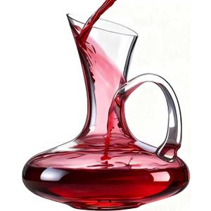Red Wine Decanter with Aerator, wine decanter set 26 oz, Hand Blown Lead-free Glasses Eto Wine Decanter with Handle, Decanter Wine Carafe Gift with Luxury Packaging for Wine Lovers Christmas