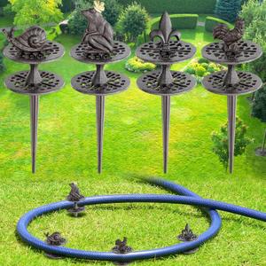 Briwooody 4 Pcs Heavy Duty Garden Hose Guide Stakes, Metal Cast Iron Water Hose Guide Spike Garden Stakes Decorative for Outside Flower Beds Plant, 12~14 inches (Classic)