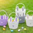 CubesLand Easter Basket for Kids Boys and Girls, Adorable Bunny Basket for Easter Egg Hunts, Soft & Safe Babys First Easter Basket, Sturdy Cotton Rope Empty Gift Basket, Festive Dcor- Grey-Large