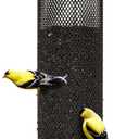 Kingsyard Finch Bird Feeder for Outdoors Hanging, Metal Mesh Tube Bird Feeders for Thistle & Nyjer Seed, Large Removable Tray & Rainproof Dome, 2.5 lbs Seed Capacity, Yellow