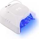 M - GlowPro Professional Hybrid 86W Wireless Rechargeable UV LED Nail Curing Lamp Cordless Nail Dryer for Gel Nails, Manicure, Pedicure (White)