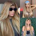 SAPPHIREWIGS Straight Headband Wigs for Women Long Straight Highlight Natural Blonde Synthetic Wigs Heat Resistant Natural Looking for Daily Use 26 Inch