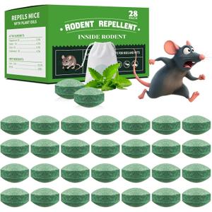 28-Pack Mouse Repellent, Long-Lasting Rodent Protection for Indoor and Outdoor Spaces, Safe for Kitchens, Gardens, RVs, and Family Areas (Dark Green)
