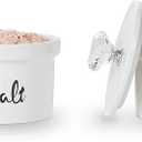 HAOTOP Salt and Pepper Bowls with Crystal Lid, 12.5 oz Ceramic Salt Pepper Container for Countertop,Farmhouse Kitchen Decor, Set of 2 (Silver)