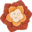 Flower Throw Pillow - 17.8" Plant Shaped Cushion, Soft Plush Decorative Pillow for Bedroom & Living Room, Unique Purple Design, Home Decor Accen (Multicolour-terracota)