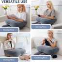 Reading Pillow for Gaming, Gaming Pillow for Lap, Side Sleeper Pillows for Adults, Arm Support Pillow for Adult Crocheting, Working or Sitting in Bed, Floor & Sofa (Grey)