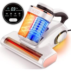 Bed Vacuum Cleaner with Dust Sensor, Mattress Vacuum Cleaner with UV & Ultrasonic and High Heating, 13Kpa Suction 500W Powerful Double-Cup Handheld Vacuums (J300, Corded)