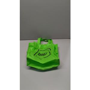 Small green tote bag, black logo, neon green 15 pcs
