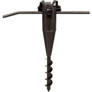 ERYTLLY No Dig Portable Screw In Umbrella Stand Heavy Duty- Beach Umbrella Base for Sand Ground Anchor Patio Flag, Pole Holder Garden - Brown Powder Coated Finish 1 Pack
