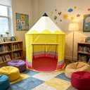 Pencil Shaped Kids Tent,Kids Canopy Tent for Reading Corner Cute Play Tent Kids Camping Tent Pop Up Tent Indoor & Outdoor Playhouse School Classroom Decor for Birthday Gift Yard, 100 x 100 x 135 cm