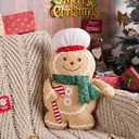 Lanpn Christmas Gingerbread Man Pillows, Christmas Decoration Winter Soft Fleece Cute Ginger Bread Throw Cushion for Sofa Bedroom Xmas Decor (20.5x13.5 inch, Boy)