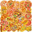 Tigeen 48 Pcs Pizza Iron on Patches Cute Pizza Bulk Embroidered Patches for Hats Clothes Repair Kit Sew on Applique DIY Accessory for Backpack Pants Jeans