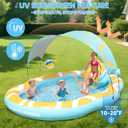 Kiddie Pool with Slide and Canopy, Inflatable Kids Pool with Slide Large Durable Thickened Toddler Pool, Backyard Water Play Center for Kids, Inflatable Water Slide for Kids Backyard (126"x72"x52")