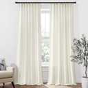MIULEE 96 Inches Long Natural Linen Curtains 2 Panels, Pinch Pleated Hooks Thick Linen Textured Window Drapes for Bedroom Living Room Back Tab Semi Sheer Light Filtering Neutral Farmhouse Cream Ivory (50"W x 96"L (Pack of 2), Birch)