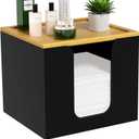 VITVITI Disposable Face Towel Holder Box, Acrylic Facial Towel Container for XL Clean Skin Club, Large Disposable Face Towels Storage with Bamboo Lid, for Bathroom, Vanity Makeup, Black