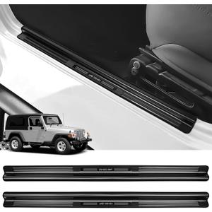 ZZEQYG 2 Pcs Front Door Sill Protector for 1997-2006 Jeep Wrangler TJ Scratch-Resistant Car Door Edge Guards Stainless Steel Interior Accessories