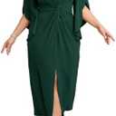 Women's Plus Size Formal Dresses Flowy Flutter Sleeve Bodycon Dress Twist Elegant Cocktail Evening Party Dresses 2XL, Dark Green 