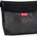 Pack All Water-Resistant Material Zipper Pouch, Mesh Zipper Bags for Storage, Travel, Office (Black, Small)